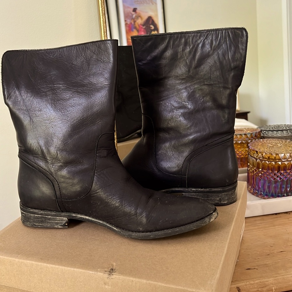 Charcoal cow leather boots from Kathryn Amberleigh size 9